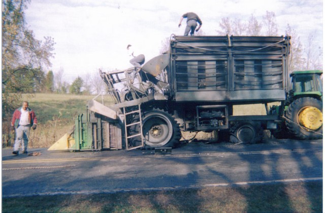 Aftermath of cotton picker fire